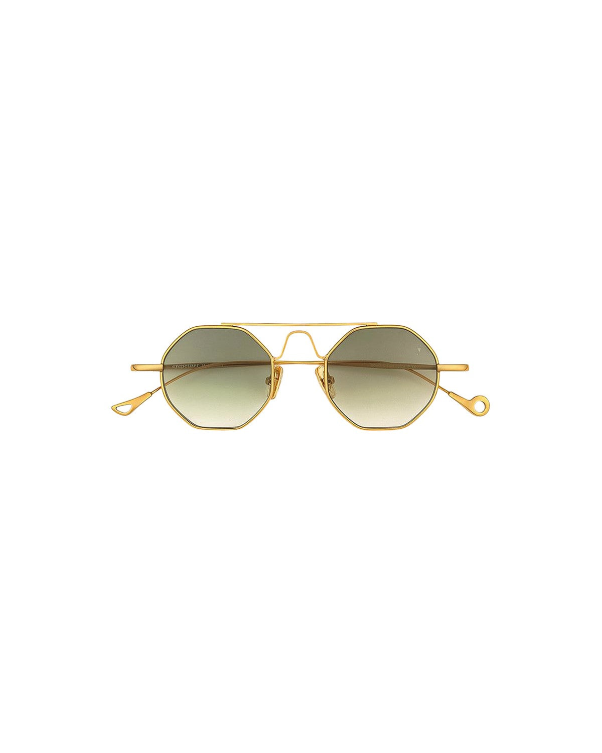 Front view of EYEPETIZER SOHO C.4-25 sunglasses with octagonal lenses and gold metal frame.