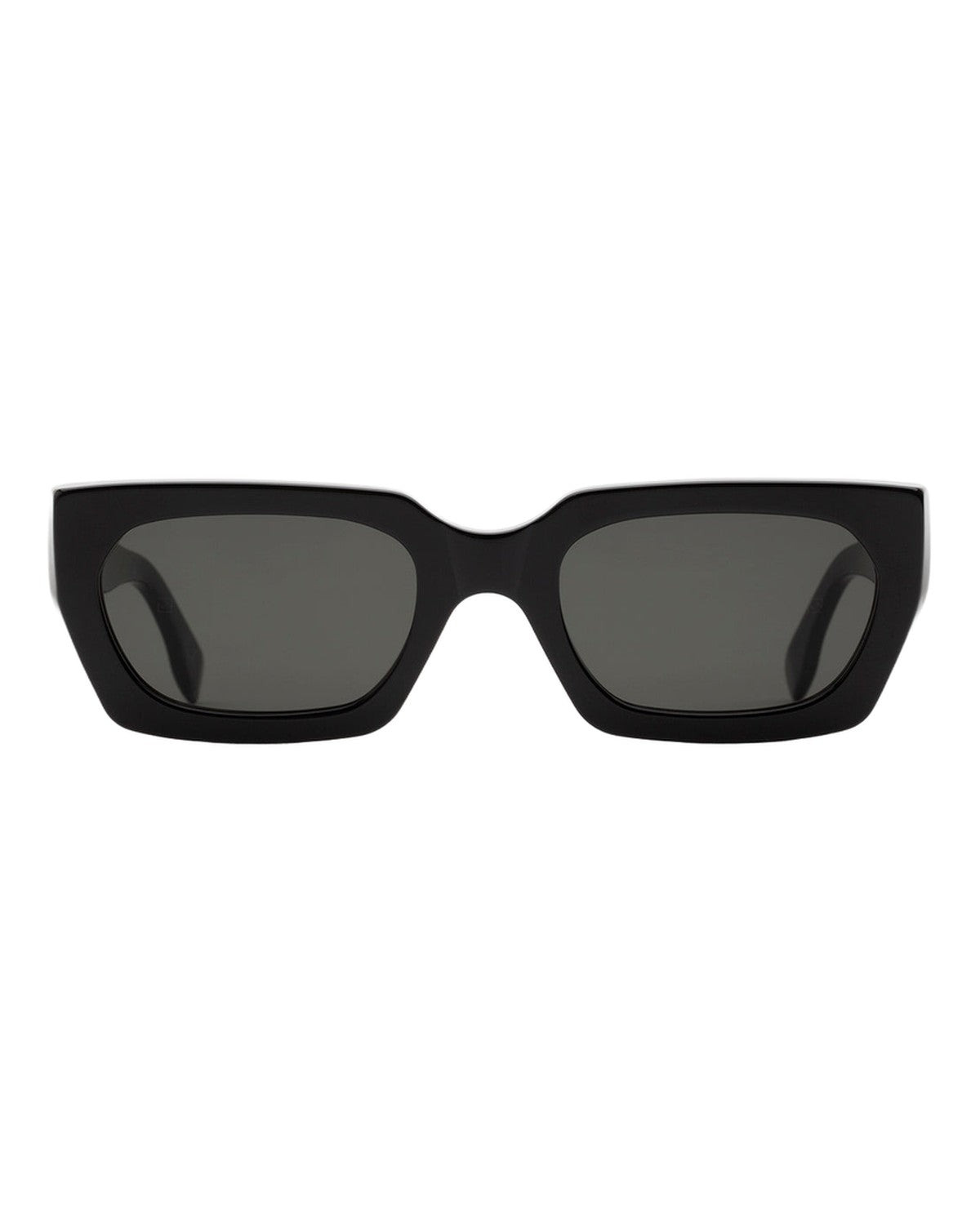 Front view showing the rectangular lenses of RETROSUPERFUTURE Teddy Black sunglasses.