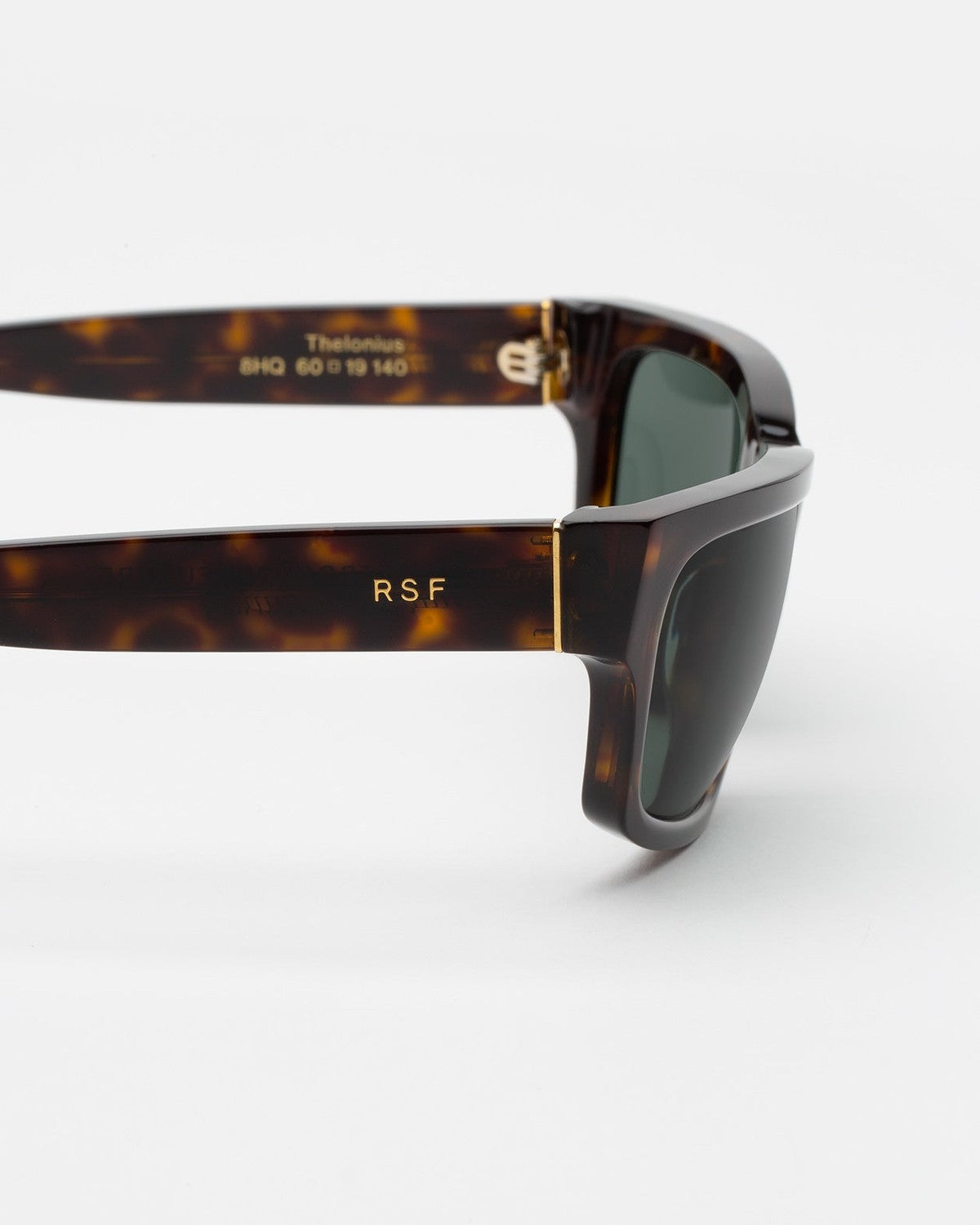 Detail of the temple hinge on RETROSUPERFUTURE Thelonius 3627 sunglasses.