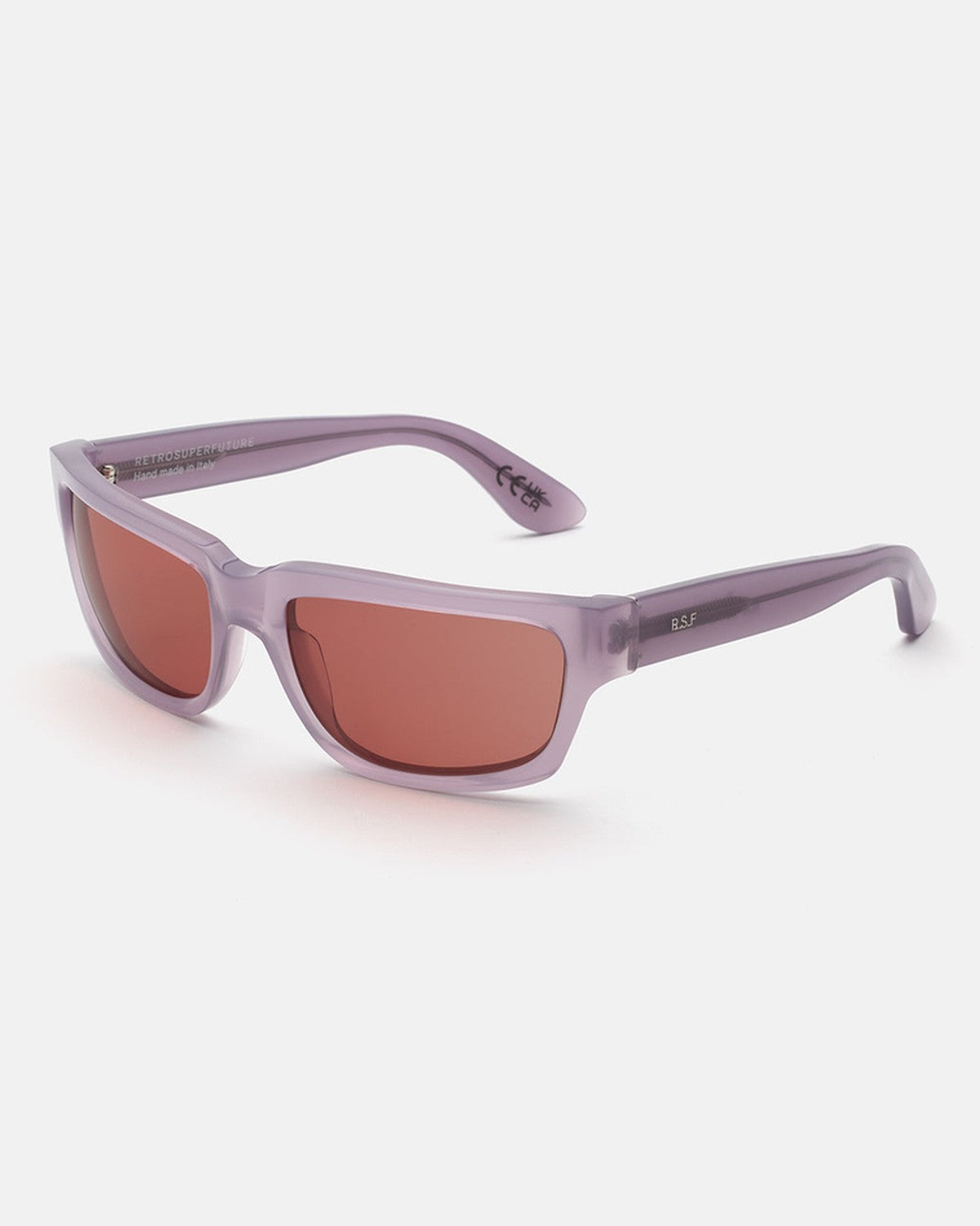 Angled view of RETROSUPERFUTURE Thelonius Light Purple sunglasses.