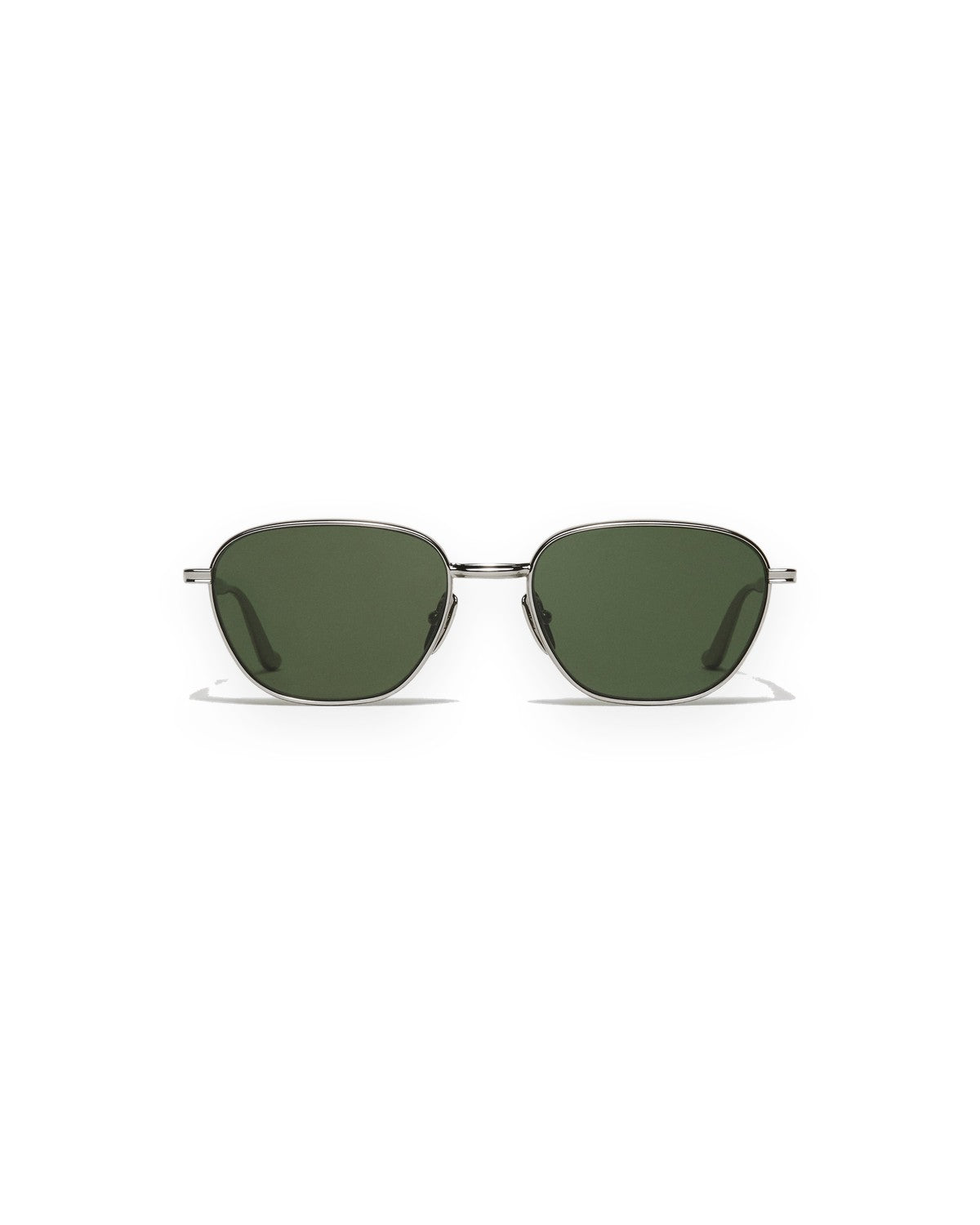Front view of CHIMI Polygon Green Green sunglasses with green lenses.