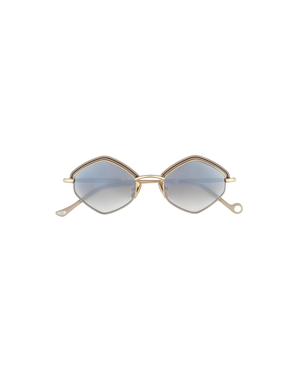 Front view of EYEPETIZER TOMBER C.9-18F sunglasses with diamond-shaped lenses and gold metal frame.