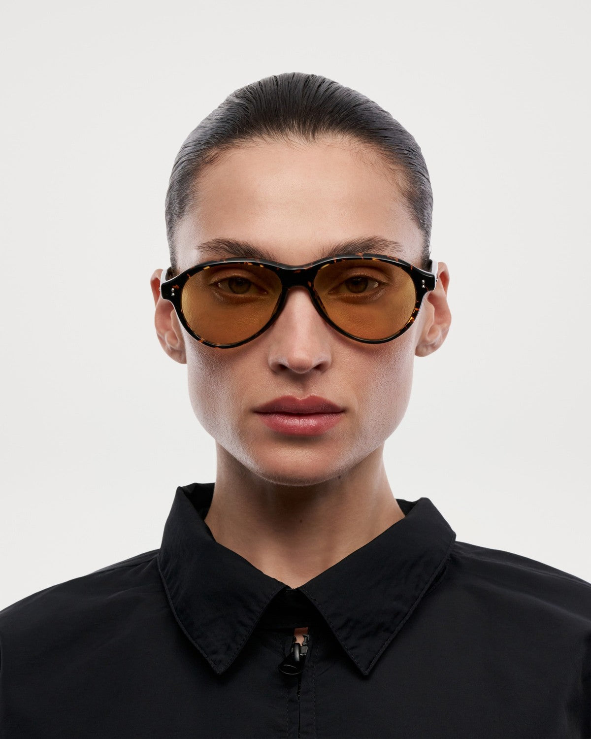 Model wearing CHIMI Tome Feral Tortoise Yellow Lens sunglasses.