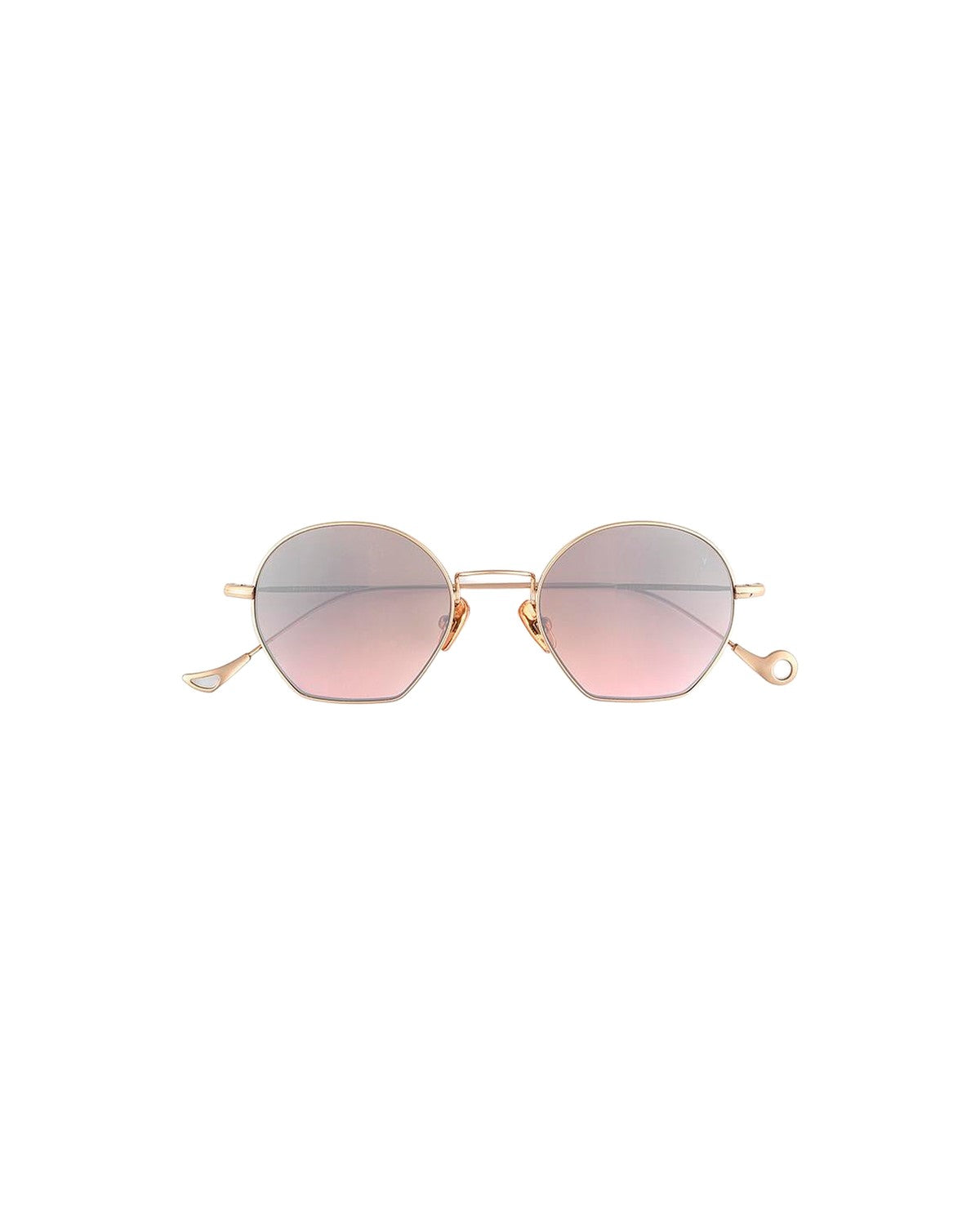 Front view of EYEPETIZER TRIOMPHE C.9-44F sunglasses with rose-gold metal frames and pink gradient lenses.