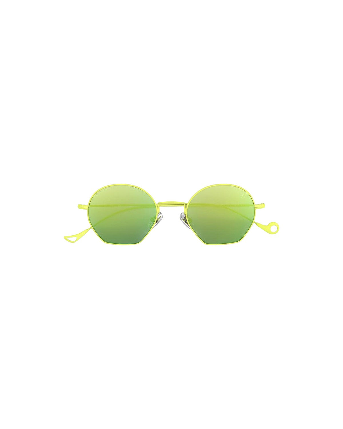 Front view of EYEPETIZER TRIOMPHE C.12-36 sunglasses with yellow-green gradient lenses and yellow temples.