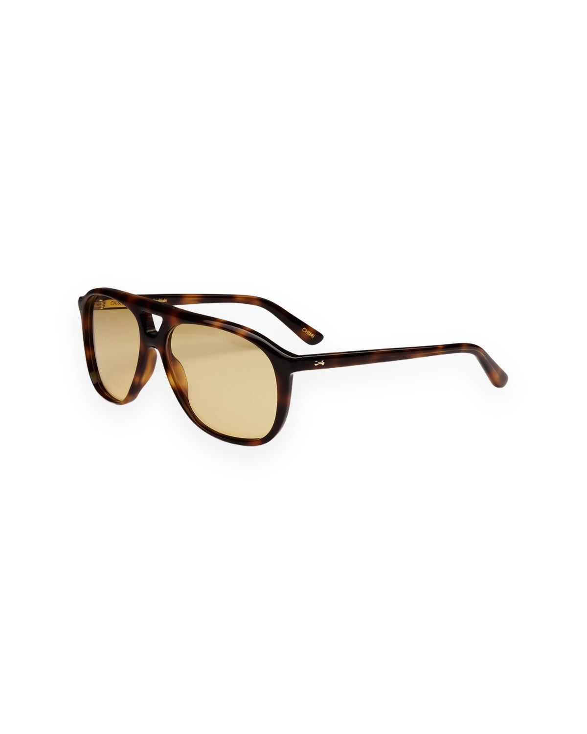 Angle view of CHIMI Uma Tortoise Yellow sunglasses.