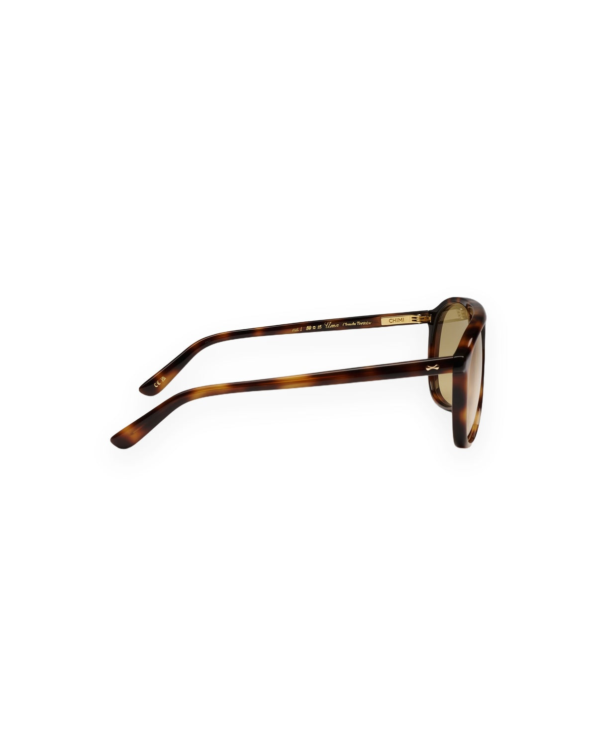 Side profile of CHIMI Uma Tortoise Yellow sunglasses.