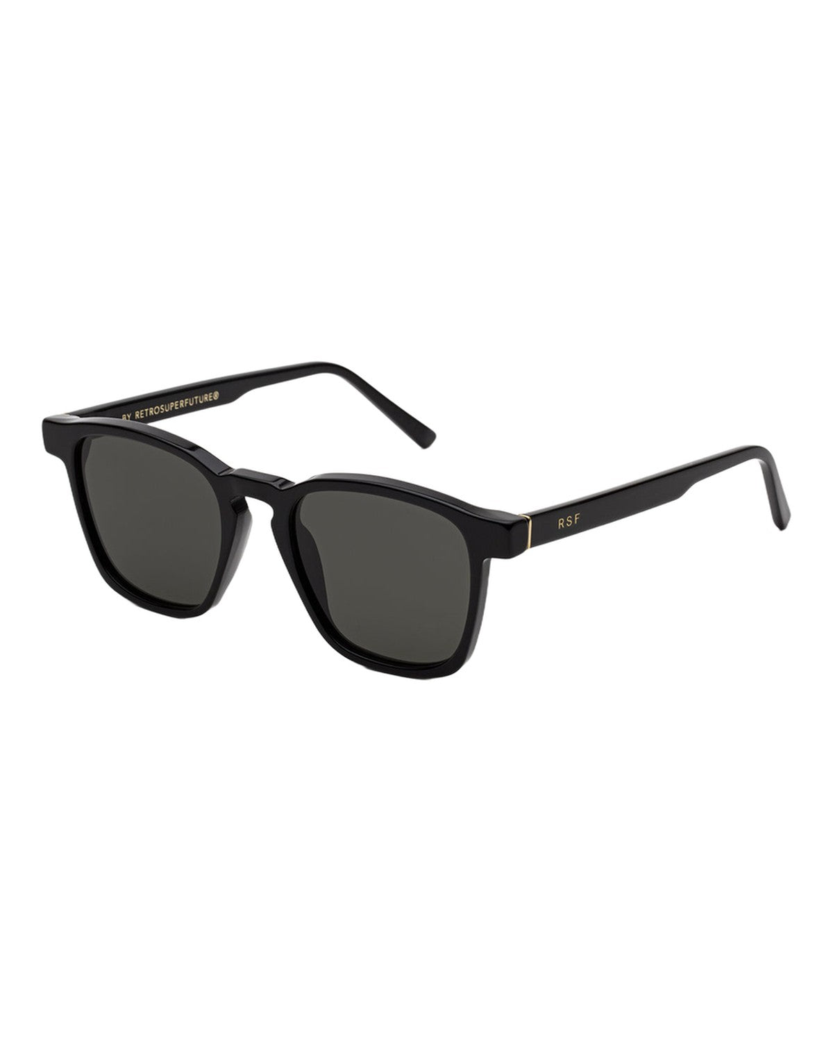 Angled view of RETROSUPERFUTURE Unico Black sunglasses.