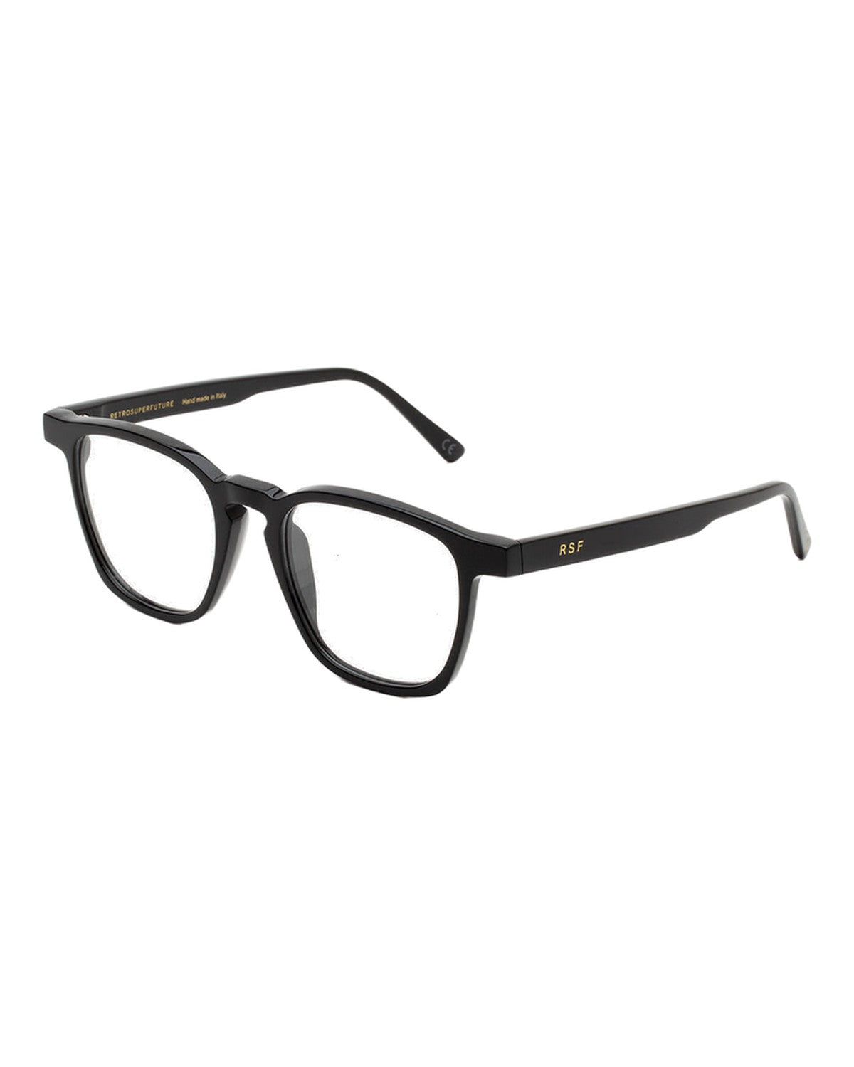 Angle view of RETROSUPERFUTURE Unico Nero eyeglasses.