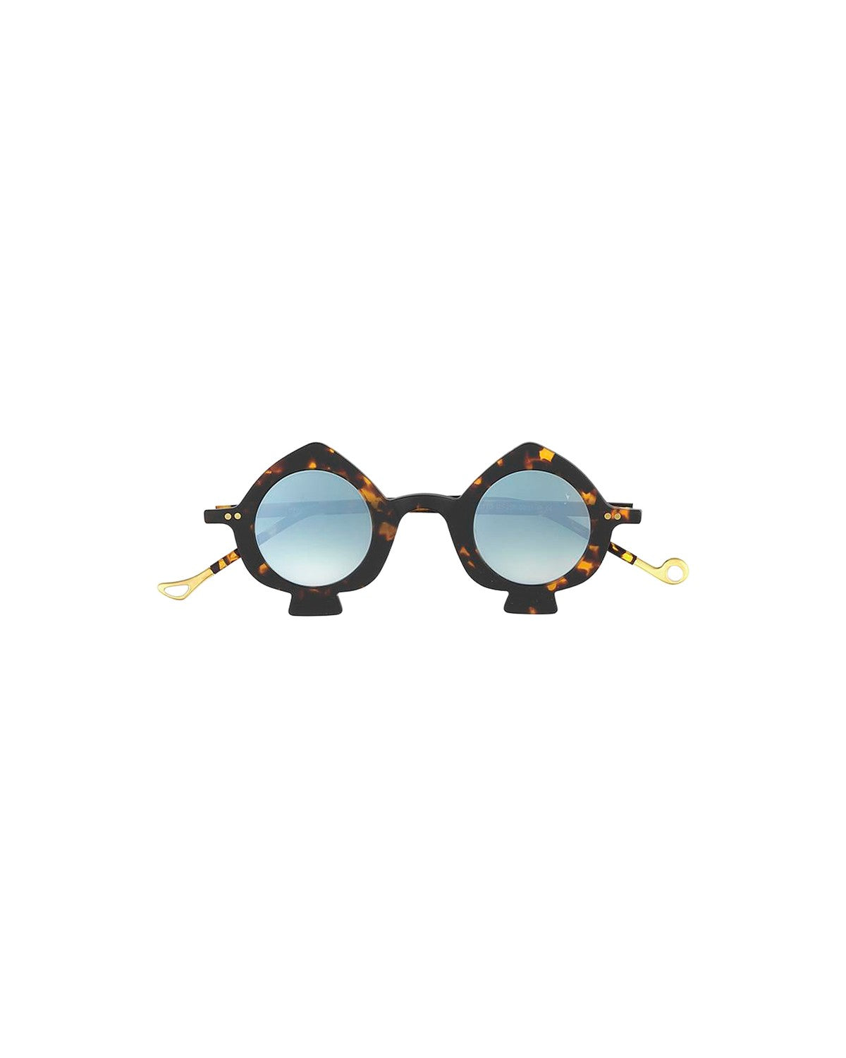 Front view of EYEPETIZER VENTIDUE C.I-25F sunglasses with round tortoiseshell frames and blue gradient lenses.