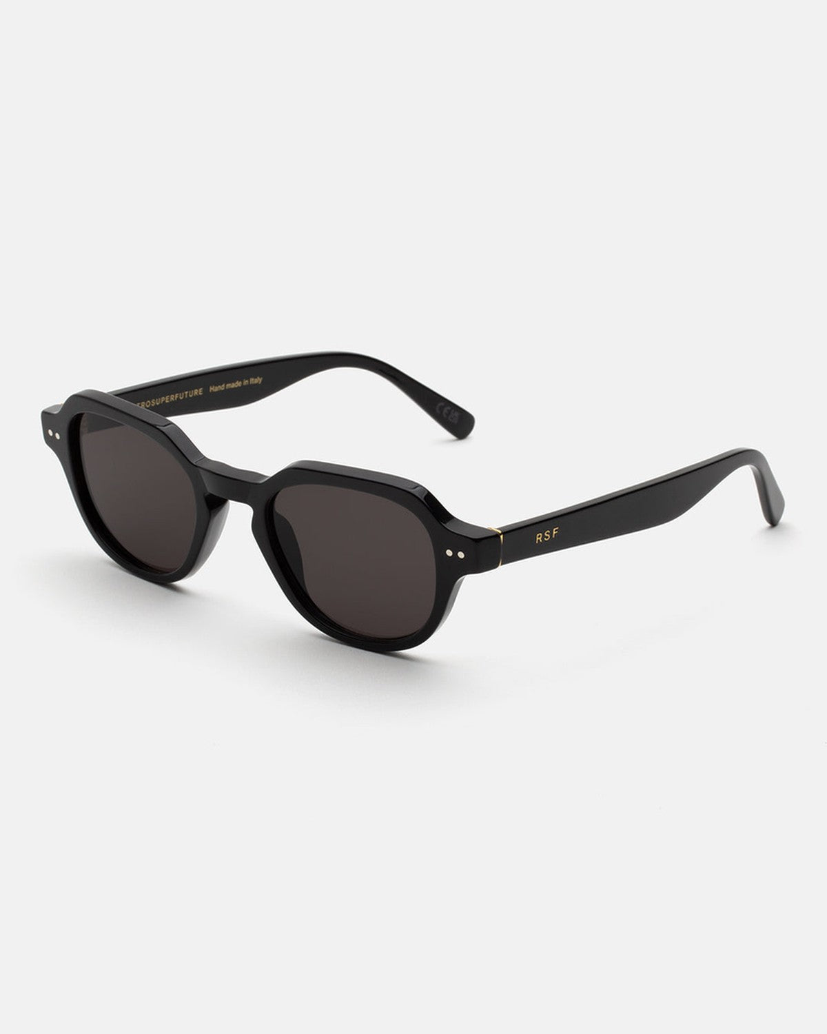 Angled view of RETROSUPERFUTURE Voce Black sunglasses.