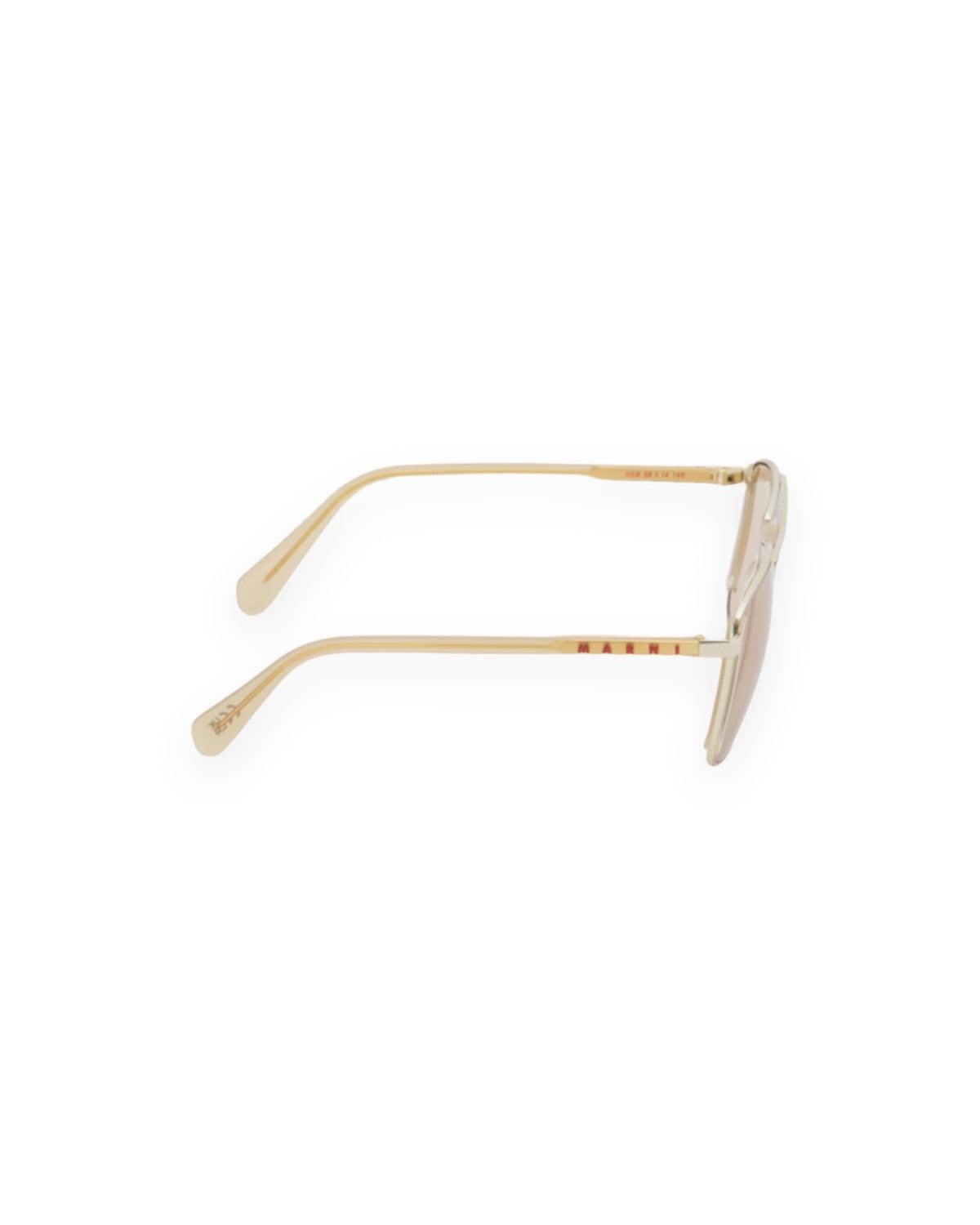 Folded view of MARNI Vorluna Brown sunglasses showing temples.