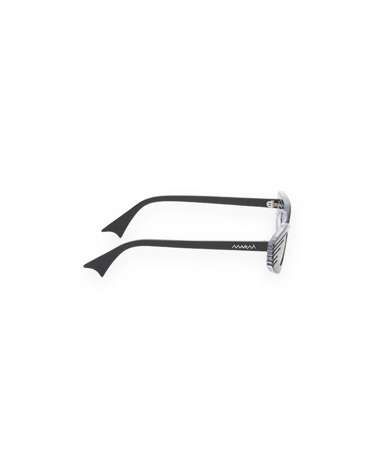 Interior view of MARNI Vynox Black sunglasses showing temple arms.