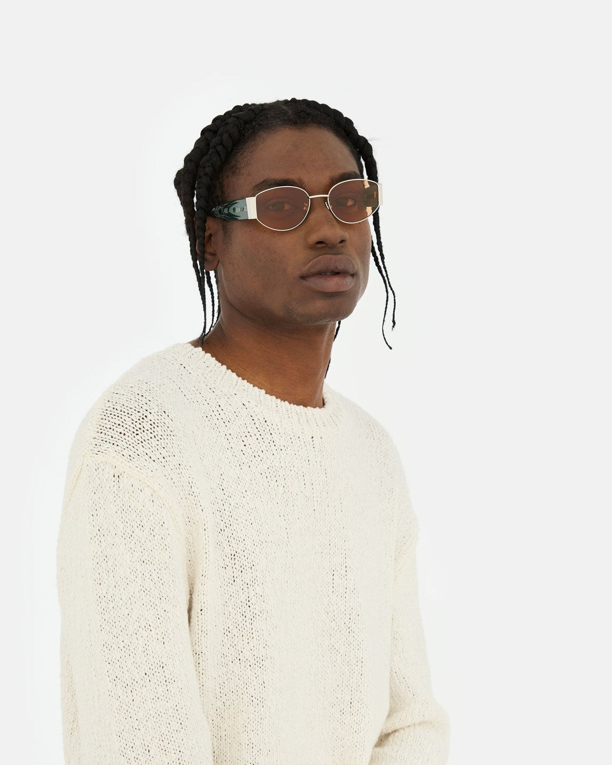 Retrosuperfuture X Sage Shiny Silver Metal with Crystal Sage Acetate / Brown