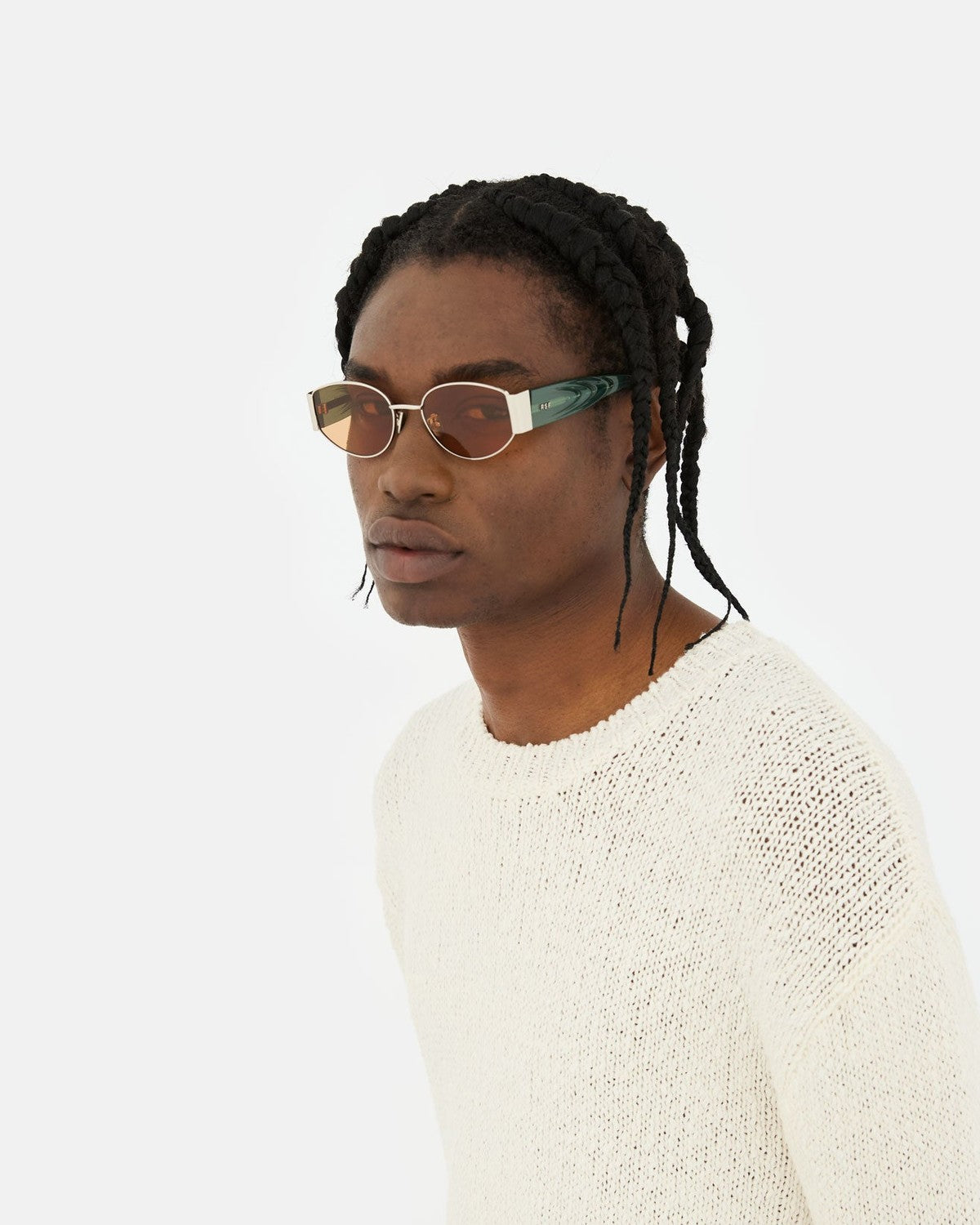 Retrosuperfuture X Sage Shiny Silver Metal with Crystal Sage Acetate / Brown