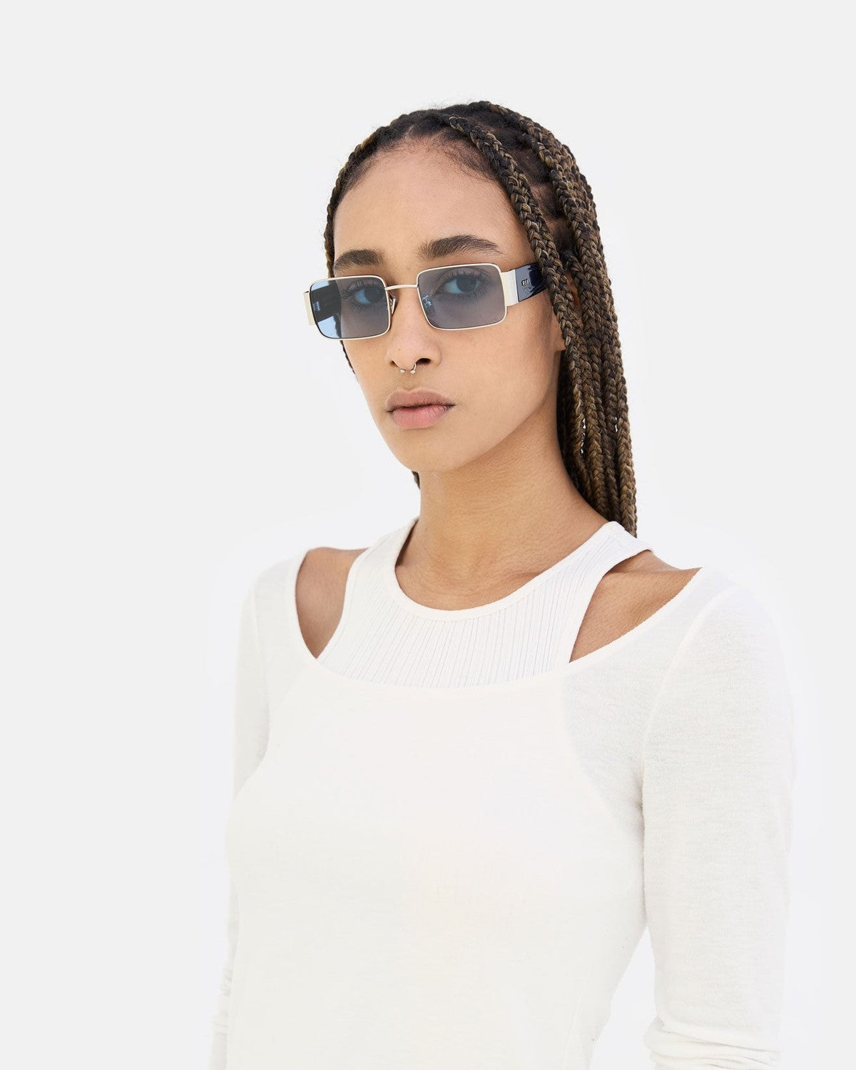 Retrosuperfuture Z Metallic Blue Shiny Silver Metal with Metallic Blue Temples / Baby Blue