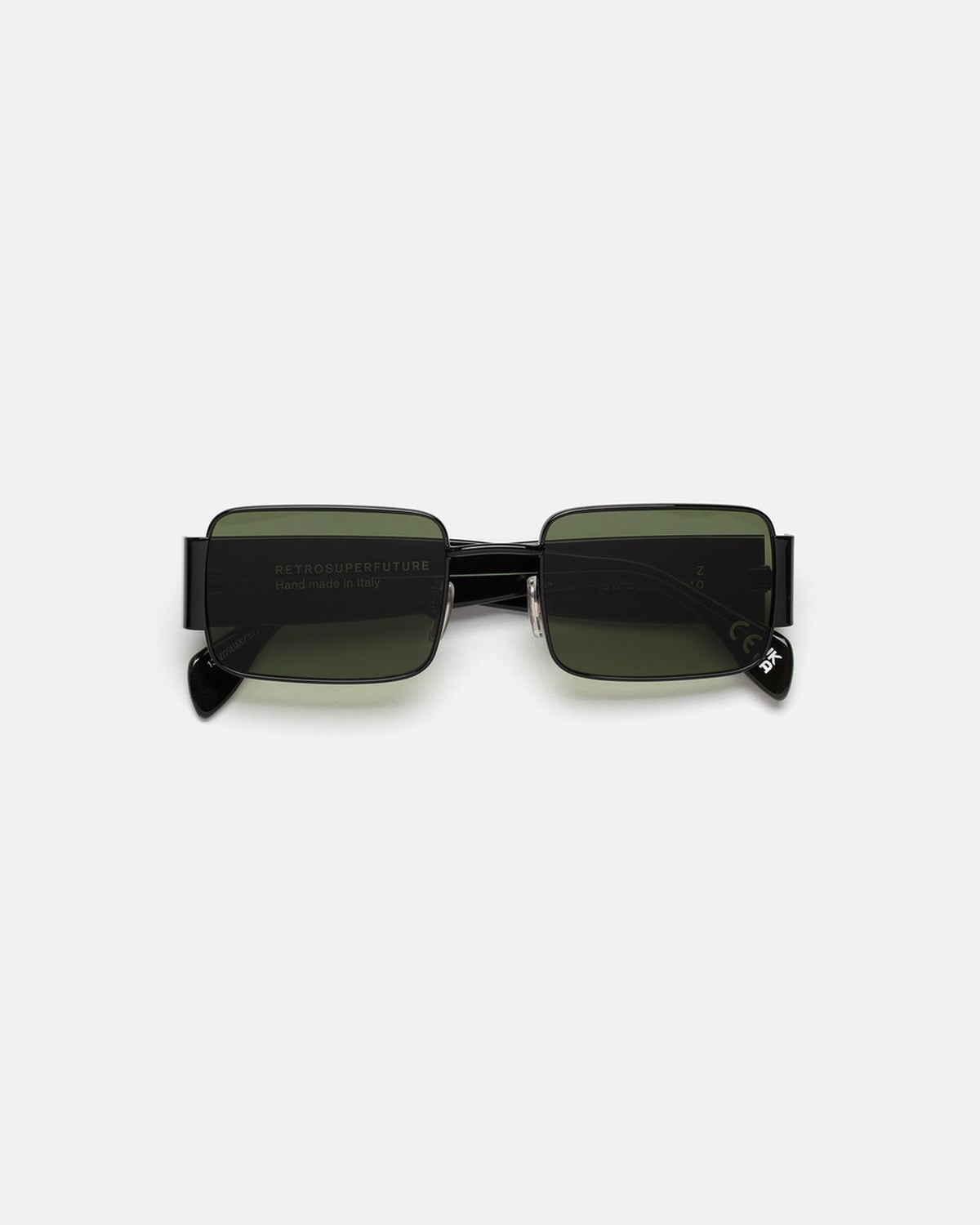 Retrosuperfuture Z Tartaruga Black Metal with Green Stone Acetate Temples / Dark Green