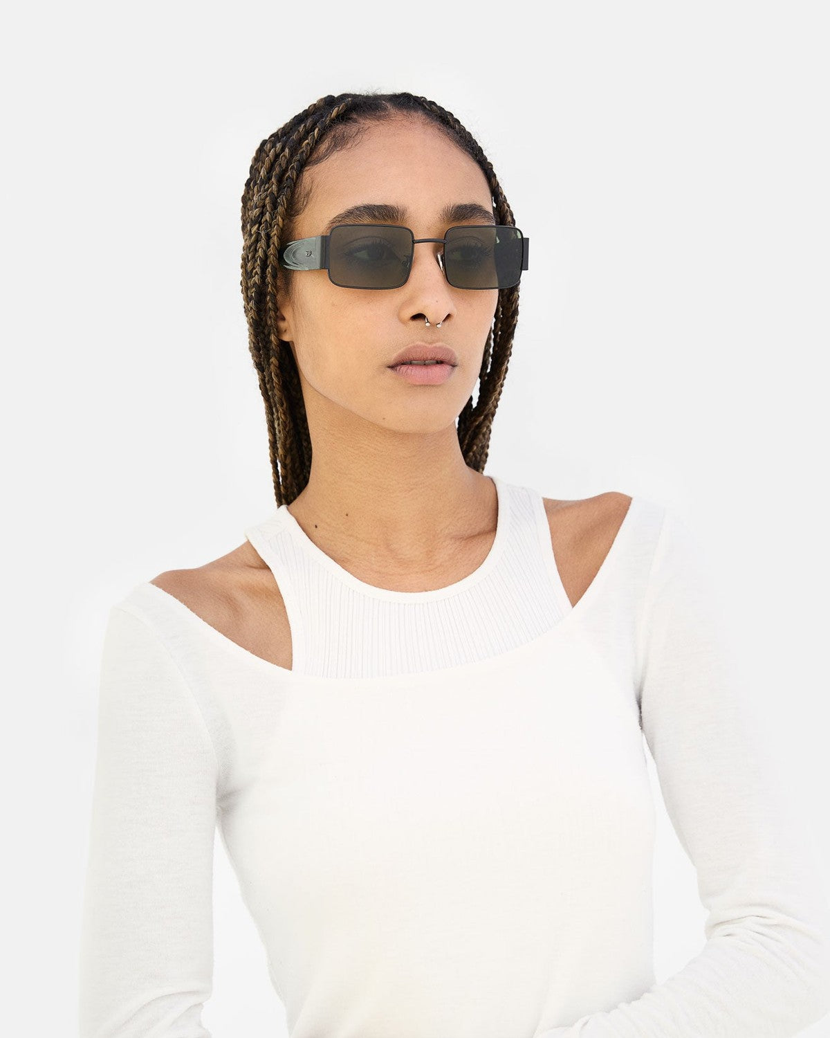 Retrosuperfuture Z Tartaruga Black Metal with Green Stone Acetate Temples / Dark Green