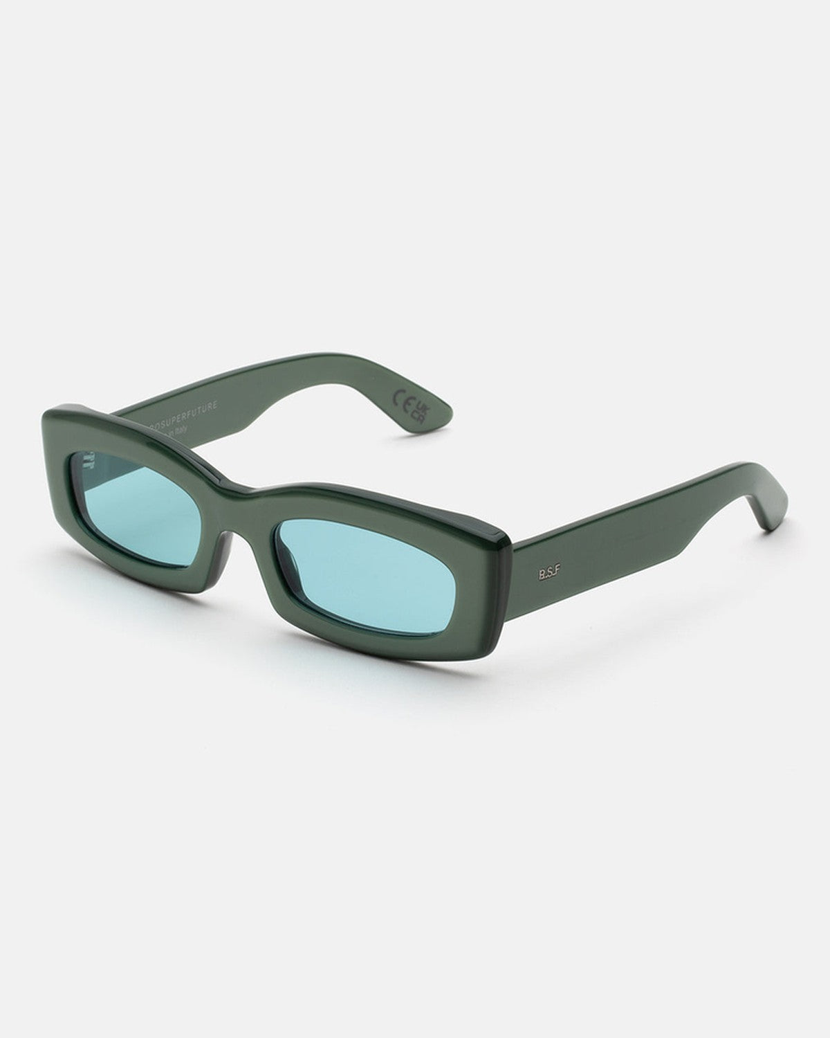 Angle view of RETROSUPERFUTURE Zaga Metallic Mint sunglasses.