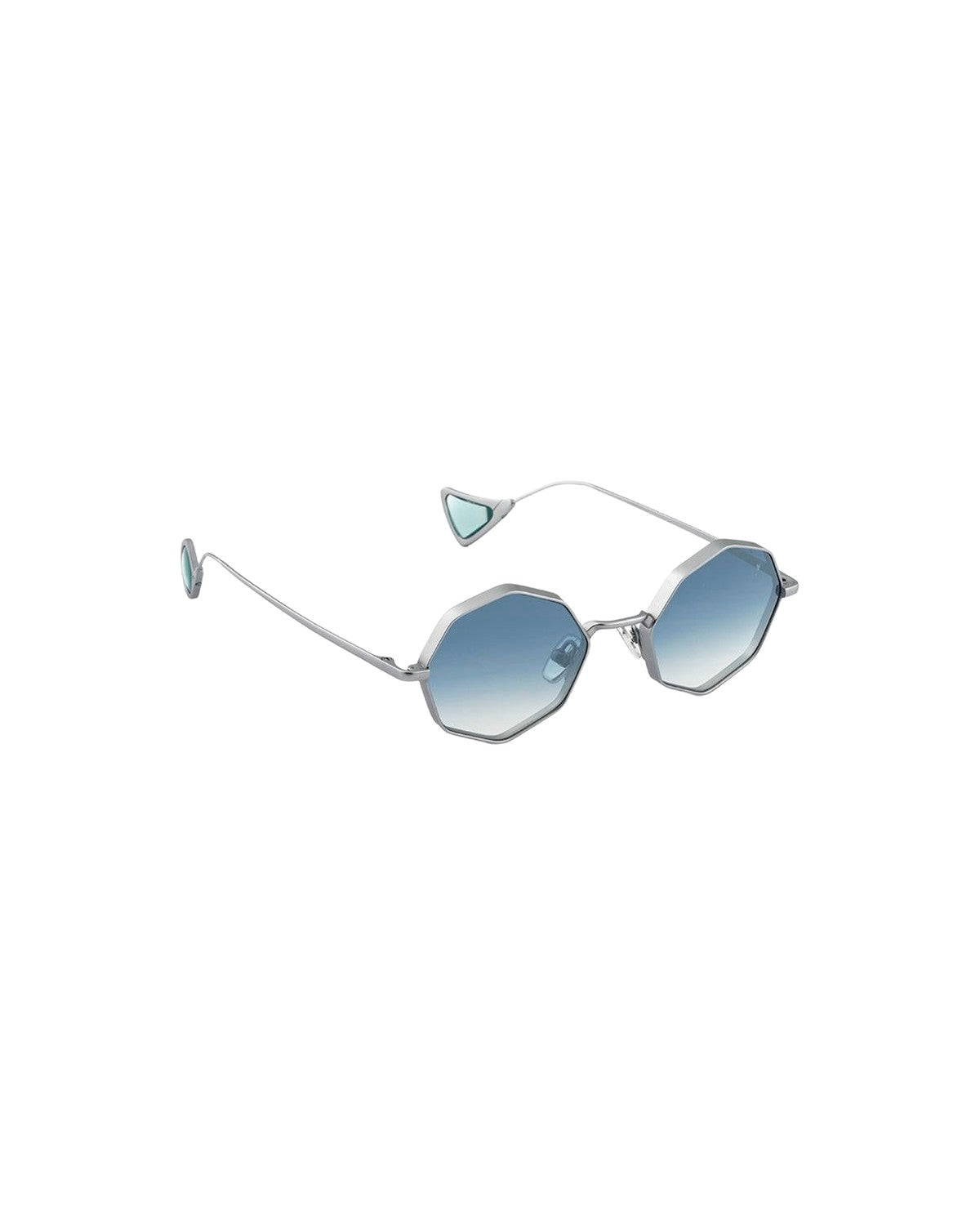 Angled view of EYEPETIZER ZUBIZURI C.1-26F sunglasses displaying the curved temples and octagonal shape.